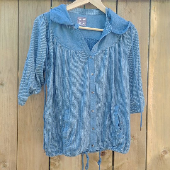 CLEARANCE XS Hooded Free People Top - Picture 2 of 4